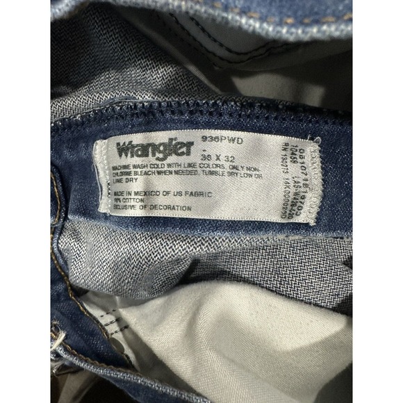 Wrangler Jeans Mens 36x32 Blue 936 PWD Straight Cowboy Western Denim Cotton - Picture 5 of 5